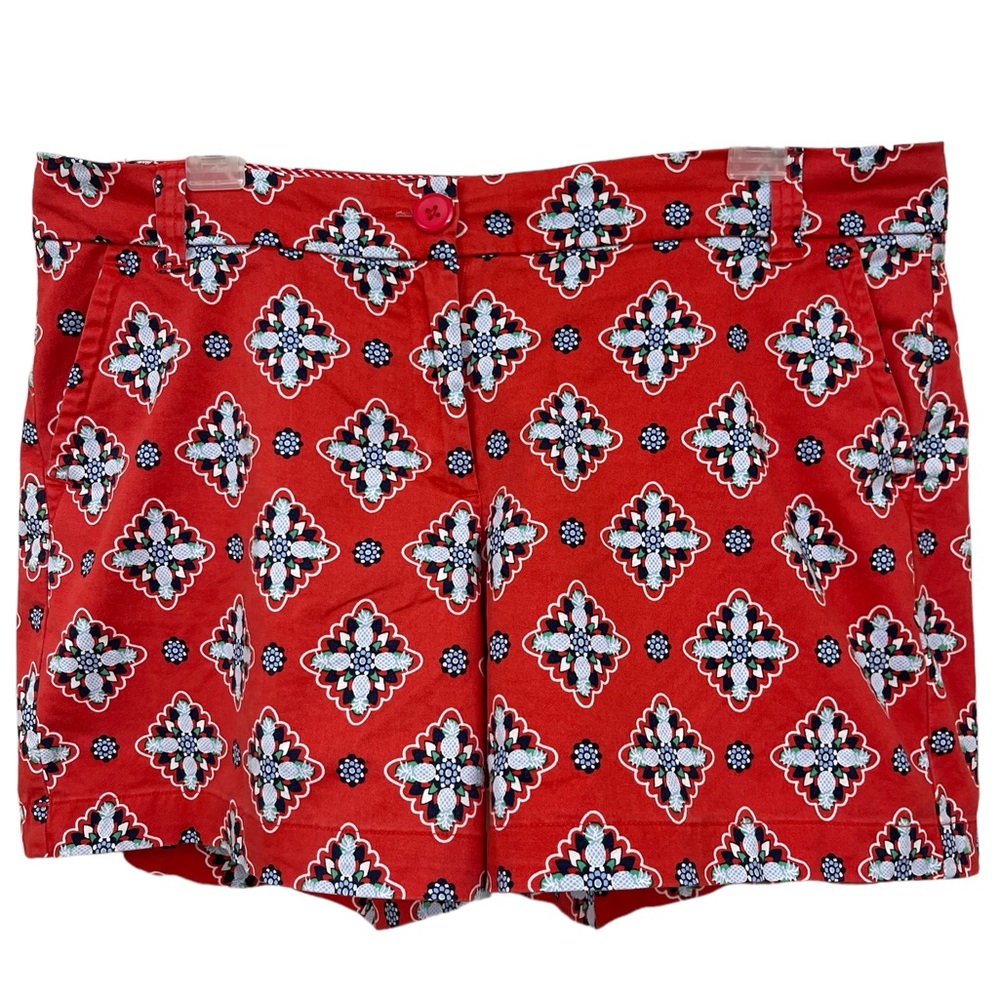 Crown & Ivy | Women's 5” Caroline Short | Red Geometric Print | Size 8 |